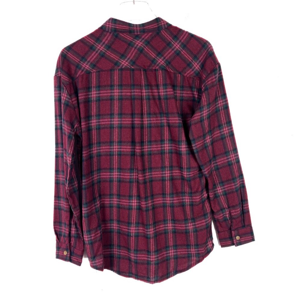 NWT Thread & Supply Relaxed Plaid Flannel Buttondown Shirt Wine Size XS NEW - Picture 7 of 9